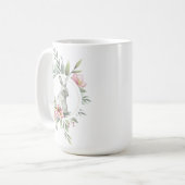 Mug Elégant Bunny de Pâques design floral (Devant gauche)