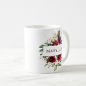Mug Elégant Burgundy Blush Aquarelle Nom Floral (Devant droit)