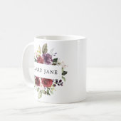 Mug Elégant Burgundy Blush Aquarelle Nom Floral (Devant gauche)