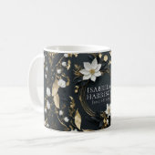 Mug Elégant cadeau Mariage Black White et Gold Floral (Devant gauche)