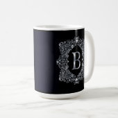 Mug Élégant cadre orange diamant initial B (Devant droit)