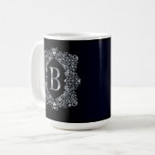 Mug Élégant cadre orange diamant initial B (Devant gauche)