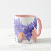 Mug Elégant café de bordure florale Lilac rose et viol (Devant droit)