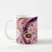 Mug Élégant café fleurs roses et ruban monogramme (Gauche)
