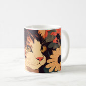 Mug Elégant Calico Chat dans le jardin floral (Devant droit)
