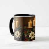 Mug Elegant candle Christmas holly pine warm festive  (Devant gauche)