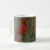 Mug Elégant cardinal rétro Art Nouveau rouge oiseau (Devant gauche)
