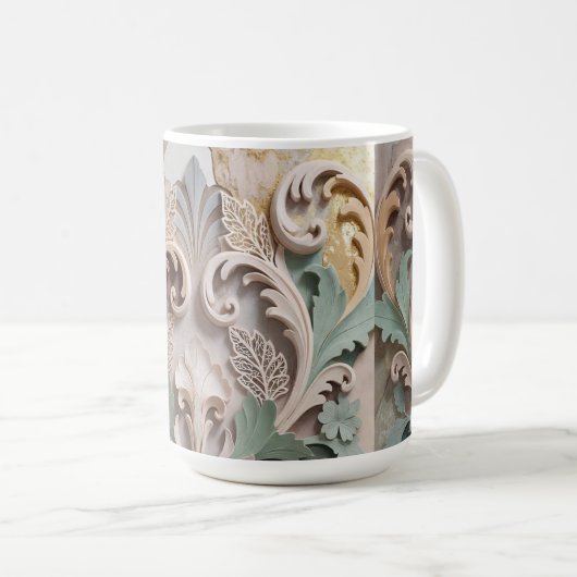 Mug Elegant Carved Floral Baroque Design (Devant droit)