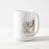 Mug Élégant Cerf de la Forêt Rustique d'Hiver (Devant droit)