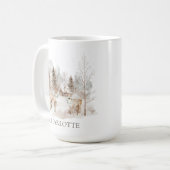 Mug Élégant Cerf de la Forêt Rustique d'Hiver (Devant gauche)