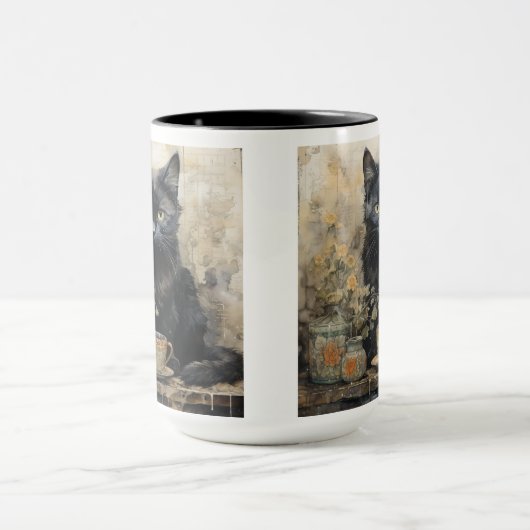 Mug Élégant chat noir (Centre)
