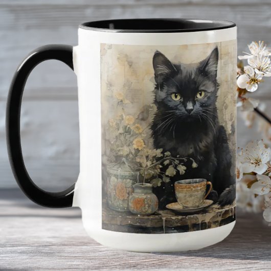 Mug Élégant chat noir