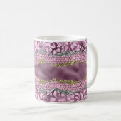 Mug Élégant chatterie florale monogramme d'or rose vio (Devant droit)