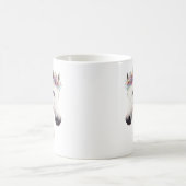 Mug Elégant Cheval Blanc avec Art Floral Couronne Impr (Centre)