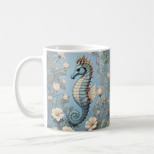Mug Élégant cheval de mer William Morris Inspiré (Gauche)