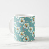 Mug Élégant Chic Blanc Design Design Moderne Fleurs (Devant gauche)