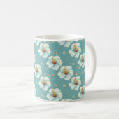 Mug Élégant Chic Blanc Fleurs Modernes et Stylées (Devant droit)