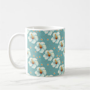 Mug Élégant Chic Blanc Fleurs Modernes et Stylées