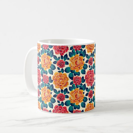 Mug Élégant Chic Coloré Élégant Fleurs Modernes (Devant gauche)
