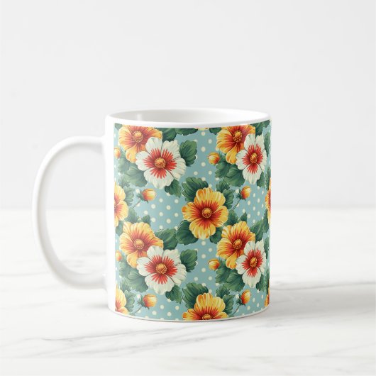 Mug Élégant Chic Coloré Moderne Fleurs (Gauche)