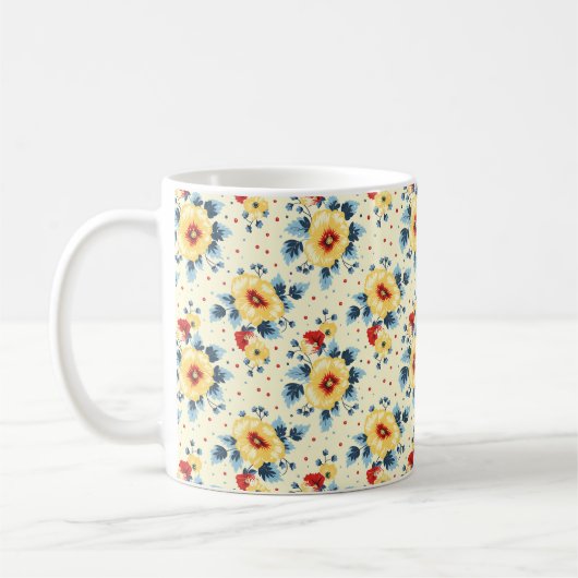 Mug Élégant Chic Coloré Moderne Fleurs (Gauche)