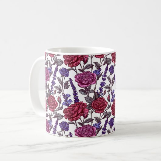 Mug Élégant Chic Coloré Stylé Roses Rustiques (Devant gauche)