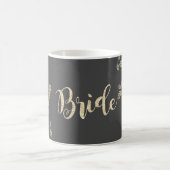 Mug Élégant Chic Feuilles d'Or, Mariée (Centre)