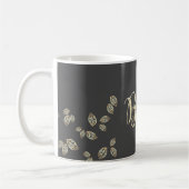 Mug Élégant Chic Feuilles d'Or, Mariée (Gauche)