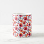 Mug Élégant Chic Fille Stylé Fleurs Rouges Modernes (Centre)
