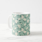 Mug Élégant Chic Fleurs Blanches Vintage Stylées (Devant gauche)