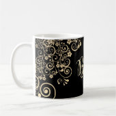 Mug Élégant Chic Fleurs en Or, Mariée (Gauche)