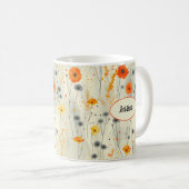 Mug Élégant Chic Orange Élégant Fleurs Modernes (Devant droit)