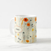 Mug Élégant Chic Orange Élégant Fleurs Modernes (Devant gauche)