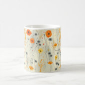 Mug Élégant Chic Orange Élégant Fleurs Modernes (Centre)