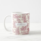 Mug Élégant Chic Rose Toile de Cheval Rustique Nom (Gauche)