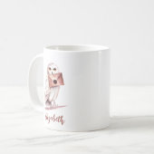 Mug Elégant Chouette aquarelle Nom personnalisé (Devant gauche)