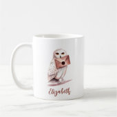 Mug Elégant Chouette aquarelle Nom personnalisé (Gauche)