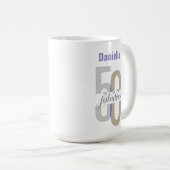 Mug Elégant Cinquante et fabuleux 50e anniversaire Nom (Devant droit)