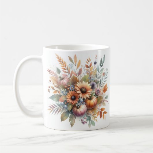 Mug Elégant Citrouille d'automne coloré Bouquet Motif (Gauche)