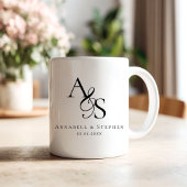 Mug Élégant, Classique, Monogramme, Mariage