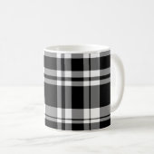 Mug Élégant classique noir blanc plaid motif (Devant droit)