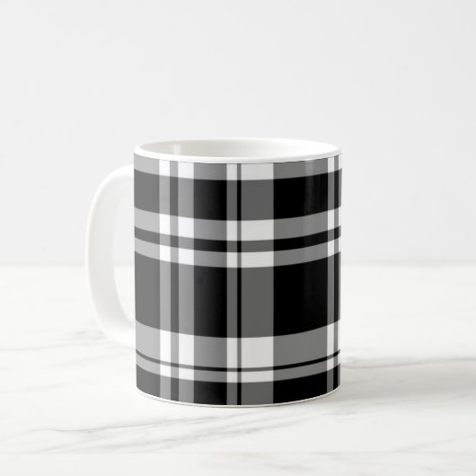 Mug Élégant classique noir blanc plaid motif (Devant gauche)