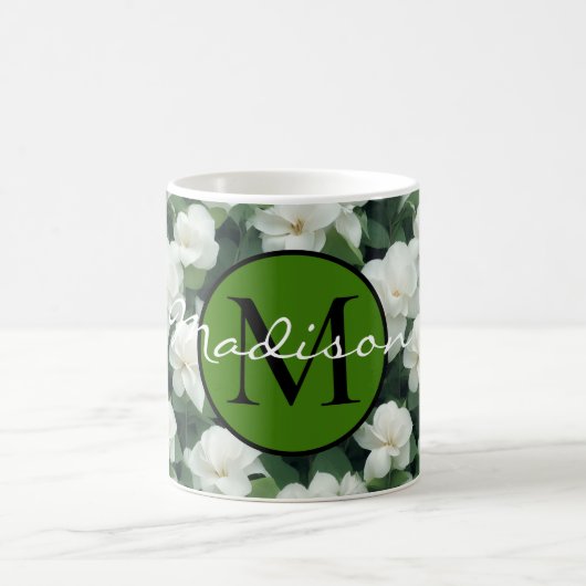 Mug Élégant classique vert botanique blanc floral (Centre)