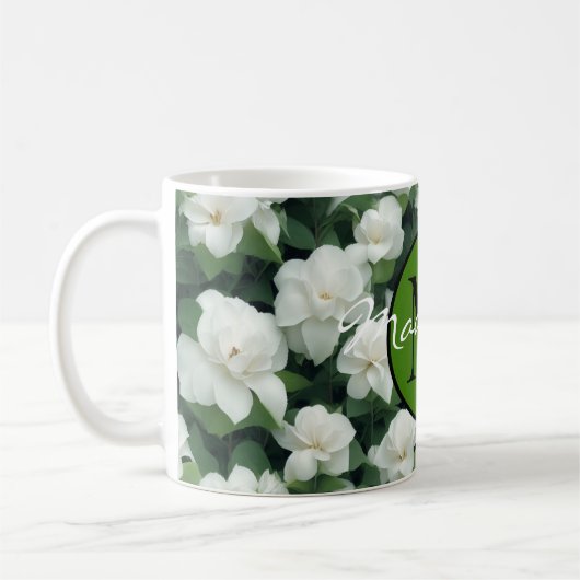 Mug Élégant classique vert botanique blanc floral (Gauche)
