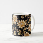 Mug Élégant Classy Diamonds & Gold Flowers Fun Floral (Devant droit)