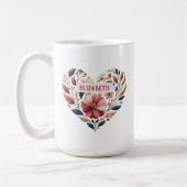 Mug Élégant coeur floral Valentine (Gauche)