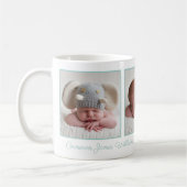 Mug Élégant Collage photo bébé Mention vert Script (Gauche)