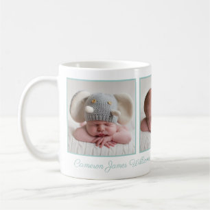 Mug Élégant Collage photo bébé Mention vert Script
