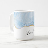 Mug Elégant Cool Bleu Agate et Parties scintillant Or  (Devant gauche)