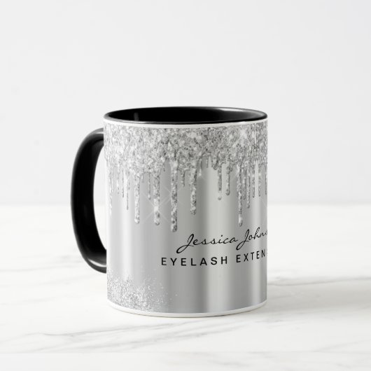 Mug Élégant cool Silver Grey Parties scintillant Drig (Devant gauche)